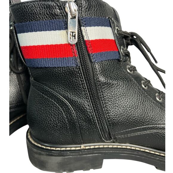 Black Ankle Boots with Striped Detail - Picture 2 of 7
